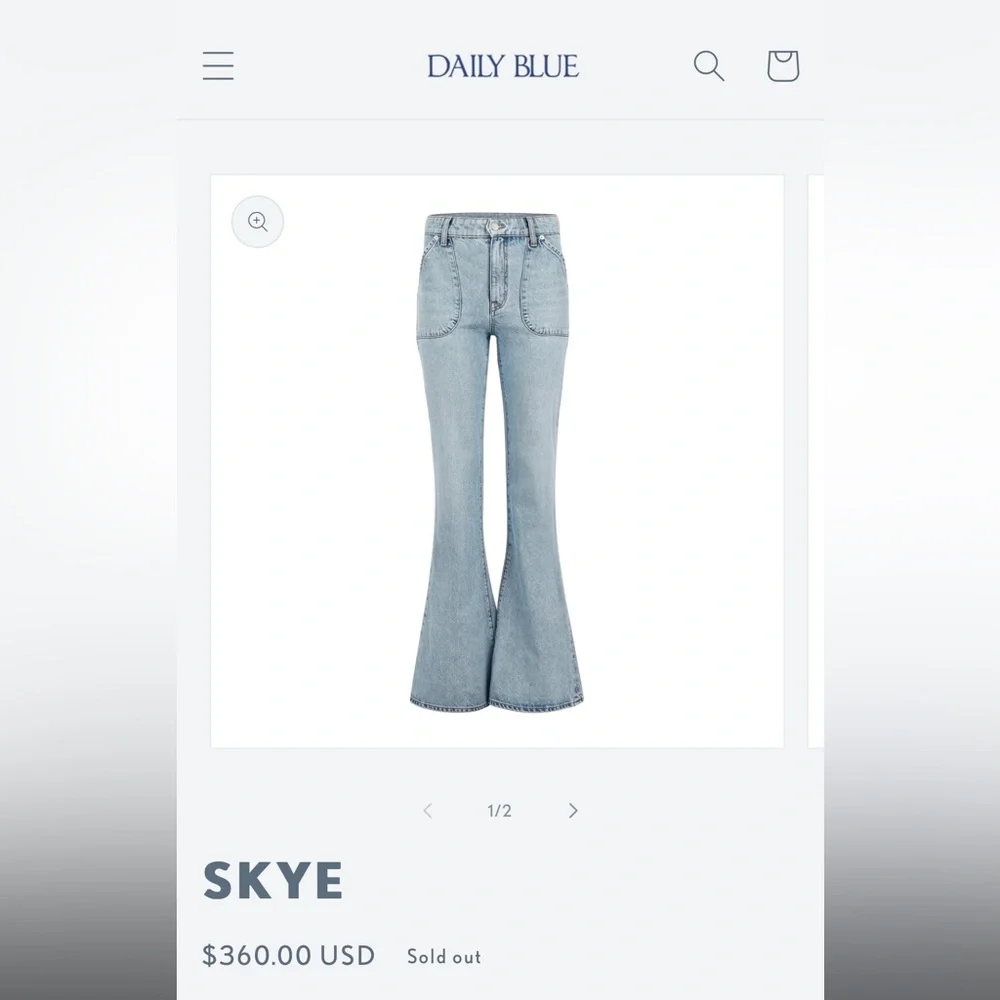 NWT $360 Daily Blue “Skye” Bell Leg Denim Jeans - Picture 14 of 15